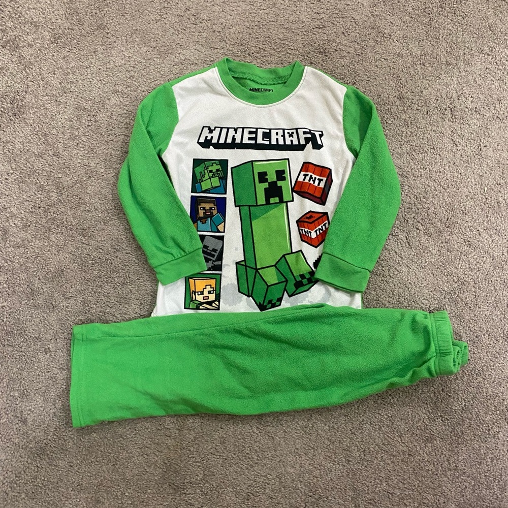 Boys Minecraft Fleece Pjs set size XS 4/5